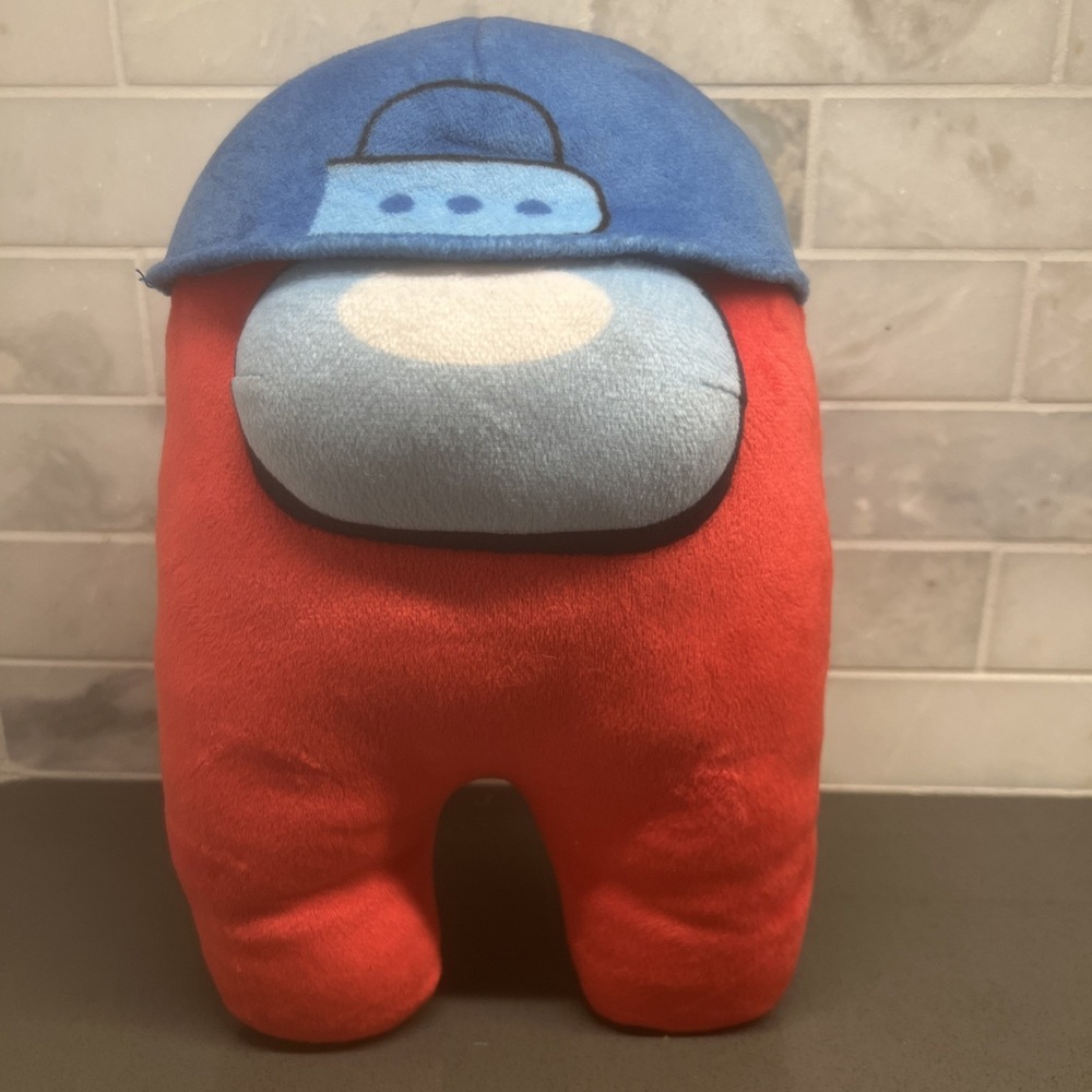 Official Among Us 10" Character Plush  Toikido Red with Backwards Blue Hat Cap